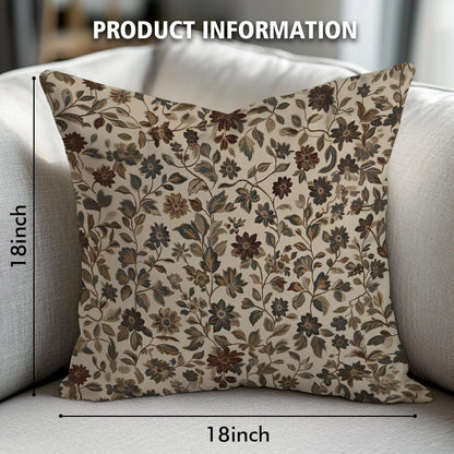 William Morris Abstract Vintage Floral Velvet Butterfly Design Throw Pillow Covers Home Decor, Retro Art Deco Pillowcase Cushion Cover for Bed Sofa Living Room, Square 18x18inch (Beige-Floral)