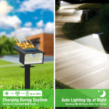 nipify Solar Spot Lights Outdoor, 3 Pack/62 LED Solar Motion Sensor Lights Outdoor Waterproof, 3 Modes Solar Powered Landscape Spotlights 2-in-1 for Outside Yard Wall Garden, Cool White