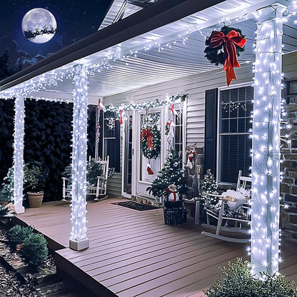 JMEXSUSS 33ft 100 LED White Christmas Lights, 8 Modes Connectable Clear Wire Twinkle Fairy String Lights Indoor, Plug-in Christmas String Lights Outdoor Waterproof for Christmas Wedding Party Tree