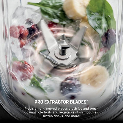 Ninja | Blender | Nutri Pro | Single Serve | For Smoothies, Salsa, Shakes and Frozen Drinks | Includes 2 Smoothie Cups & Lids | Crushes Ice, Fruit & Veggies |Silver | BN401