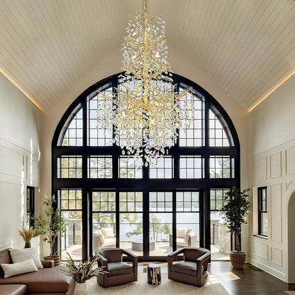 H61'' Modern Gold K9 Crystal High Ceiling Chandeliers, 23-Lights Staircase Chandeliers,Luxury Large Crystal Tree Branch Chandelier, D40'' Foyer Chandelier,For Living Room,Entryway,Dining Room
