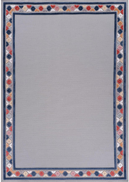 Beverly Rug Outdoor Rug 5x7 Modern Bordered Area Rugs for Indoor and Outdoor Patio Easy to Clean Non Shedding Living Room Porch Garden Washable Outside Carpet (5 x 7 Gray)