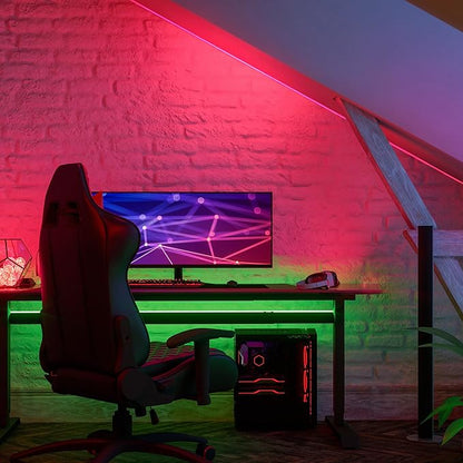 Feit Electric 20ft Color LED Tape Light, COB Technology, Customizable Length, Remote Control, Ultra-Thin 10mm Design, Perfect for Indoor Lighting, Shelves, Cabinets & Staircases, TAPE240/COB/RGB