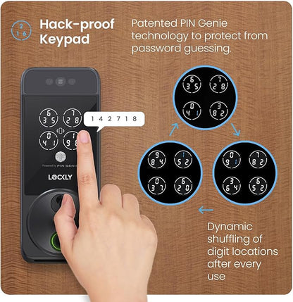 Lockly Visage Zeno Series Smart Lock, Facial Recognition & Fingerprint Keyless Entry Door Lock, Built-in Wi-Fi Deadbolt with Apple Home Key, PIN Genie Keypad, App Remote Control (Matte Black)