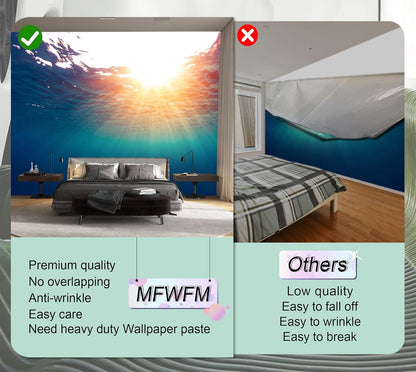 Sunshine into The Sea Wall Mural Large Seascape Wallpaper for Bedroom Livingroom (Not Peel n' Stick)
