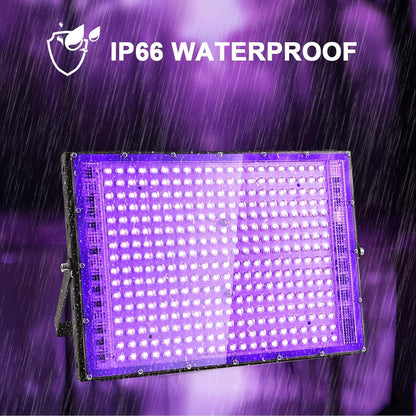 4 Pack 300W Black Lights, Blacklight Flood Light with Plug and Switch,for Glow Party, Black Light Party, Halloween, Body Paint, Neon Glow, Stage Lighting, Fluorescent Poster