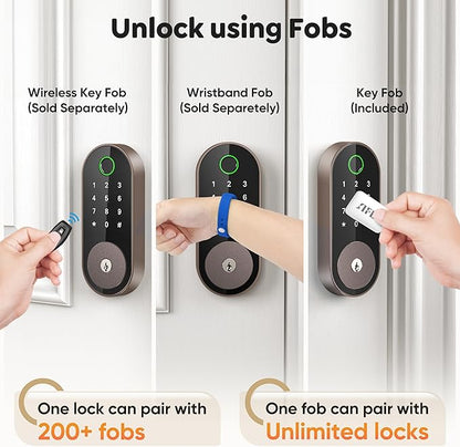 Fingerprint Smart Deadbolt with Keypad – Keyless Entry Lock for Home, Apartment, Office, Airbnb, Rental, Kids & Seniors, App & Code Access, Auto-Lock, Easy DIY Install, Compatible with Alexa & Google
