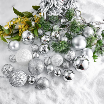 LANGXUN 36pcs Silver Christmas Tree Decorations Balls, Bolas De Navidad, 2025 Christmas Decor, Indoor Outdoor Shatterproof Christmas Ornaments, Xmars Party Wedding Suppiles
