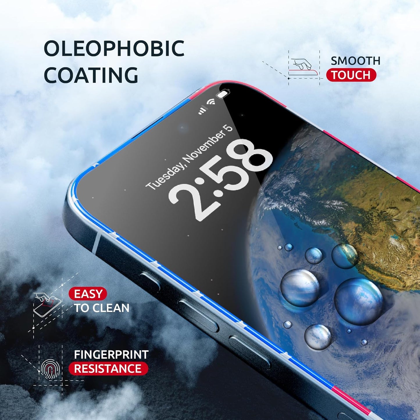 Screen Protector for iPhone 14 Pro - 2 Pack (USA Flag & Classic Black) Tempered Glass Screen Protector - Full Coverage, 9H Hardness, Anti-Fingerprint, Easy Installation