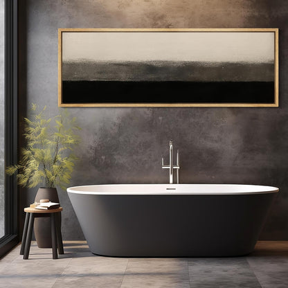 MUDECOR Large Framed Canvas Print Wall Art Minimalist Black and Beige Abstract Neutral Tones Modern Illustrations Decorative Colorful for Bedroom - 60"x20"