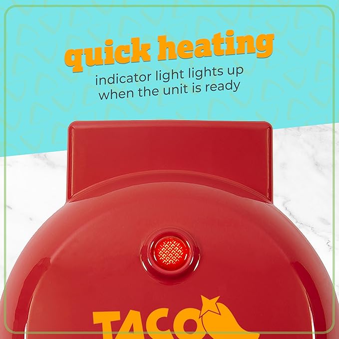 Nostalgia Taco Tuesday Quesadilla Maker – Fits up to 5½-Inch or Street Taco Sized Tortillas - 6-Wedge Cooking Surface - Perfect for Beef, Chicken, Veggie,& Cheese Quesadillas - Red