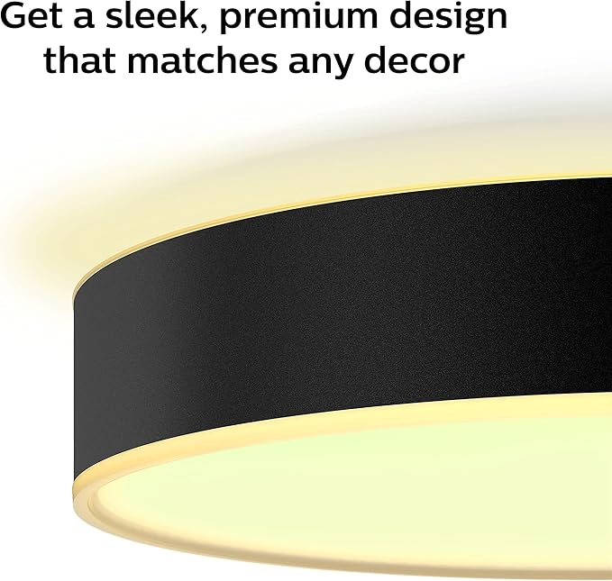 Philips Hue Enrave Large Ceiling Lamp, Black - White Ambiance Warm-to-Cool White Smart LED Light - 1 Pack - Control with Hue App - Compatible with Alexa, Google Assistant, and Apple Homekit