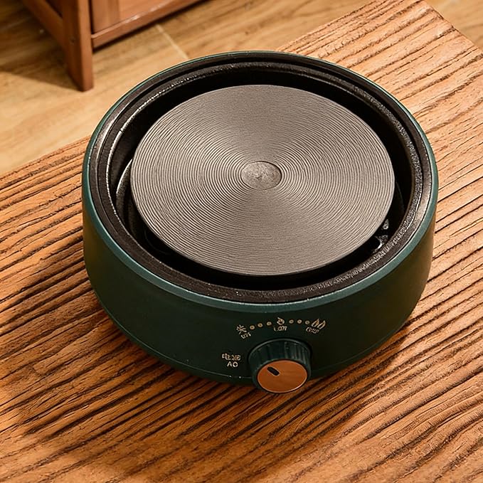 Electric Stove 500W Mini Electric Teapot Heater Stove 4.33in Glass Tea Maker Hot Plates Burner Countertop Stove for Ceramic Glass Kettle (Green)