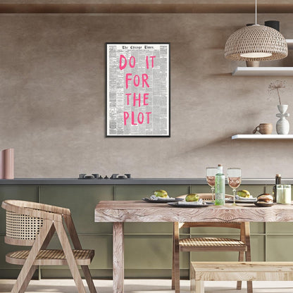 Liyark Retro Black And White Chicago Newspaper Poster Pink Trendy Preppy Apartment Art Motivational Affirmation Do It For The Plot Prints For Home Bedroom Living Room Wall Decor 24x36in Framed