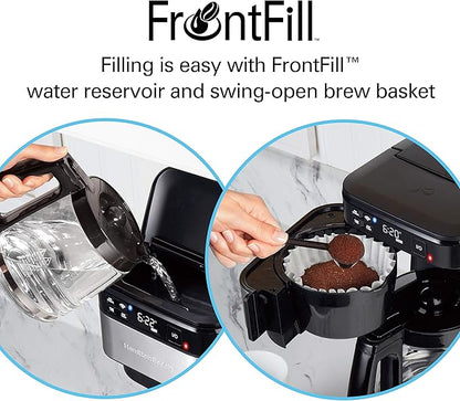Hamilton Beach Works with Alexa Smart Coffee Maker, Programmable, 12 Cup Capacity, Black and Stainless Steel (49350R)