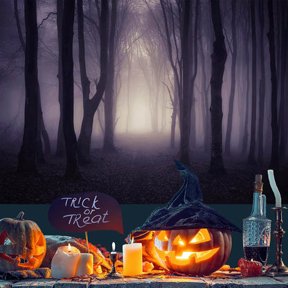 Mocsicka 7x5ft Halloween Backdrop Misty Woods Dark Gloomy Forest Vampire Witch Wizard Party Background Halloween Night Ghost Photography Backdrops