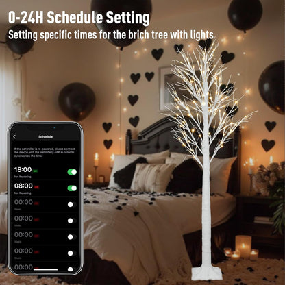 Smart Lighted Birch Twig Tree with Fairy Lights, APP Conrol, 6FT 120 Warm White LEDs, 18 Modes, Dimmable, Schedule, Music Sync Waterproof for Indoor Outdoor Home Christmas Holiday Decorations