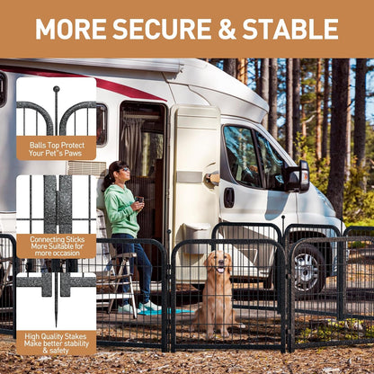 Metal Dog Playpen, 45" Inch Height 32 Panels, Ideal Dog Fence for Large/Medium/Small Dogs Indoor & Outdoor Bliss, Perfect Dog Pen for Camping, Yard and RV | Black-Silver