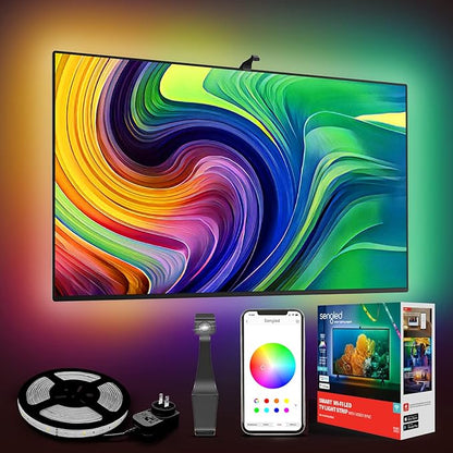 Sengled Ambient TV LED Backlights with Camera, Smart Strip Light for 50-60 inch TVs PC, (TV Sync Supports Off-line) WiFi RGB Lights, Works with Alexa & Google Assistant, App Control, Sengled Vision G2