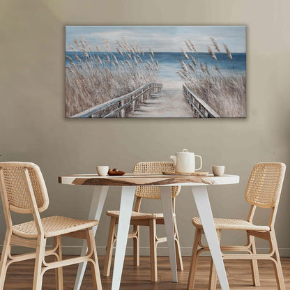 Dimpaga Canvas Wall Art Decor Modern Wall Art for Living Room Landscape Coastal Wall Art Prints Blue Beach Wall Art Decorations Seascape Art Work for Wall Decor Bedroom Office Decor 20" X 40"