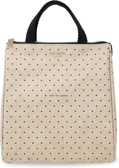 kate spade new york Cute Lunch Bag for Women, Large Capacity Lunch Tote, Adult Lunch Box with Silver Thermal Insulated Interior Lining and Storage Pocket (Out to Lunch)