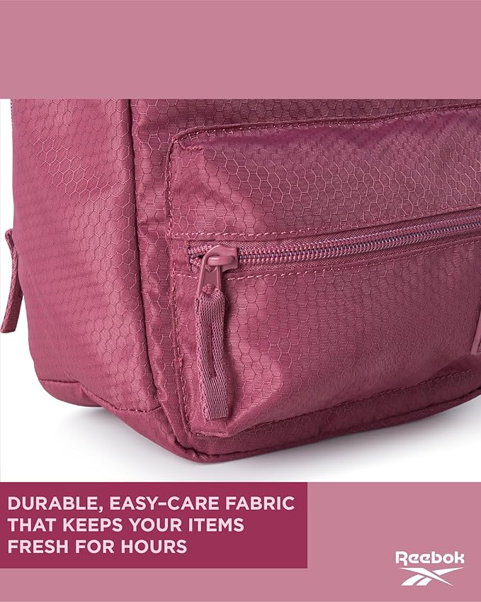 Reebok Mens and Womens Lunch Bag - Portable Insulated Work Lunch Box for Women and Men with Two Compartments and Handle, Quinn Deco Rose