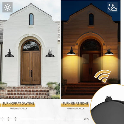 zeyu 18 Inch Dusk to Dawn Outdoor Barn Light, 1-Light Gooseneck Wall Light, Modern Wall Sconce for Garden Garage, Matte Black Finish, 016-1BL-PC BK