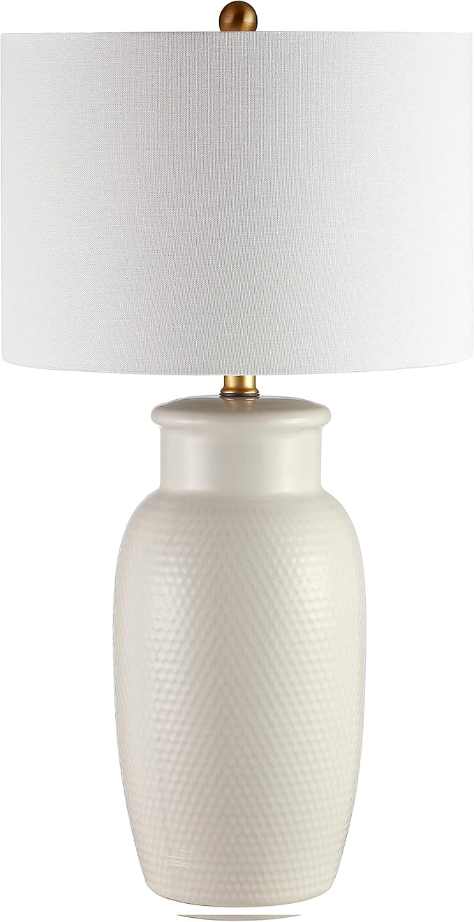 SAFAVIEH Lighting Collection Norsi Modern Contemporary Ivory Ceramic 27-inch Bedroom Living Room Home Office Desk Nightstand Table Lamp (LED Bulb Included)