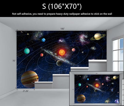 WFBHUA-Galaxy Wallpaper Mural Kids Nursery Wallpaper Cosmic Planets Wall Mural Decoration for Boys Room Playroom(Not Peel and Stick)