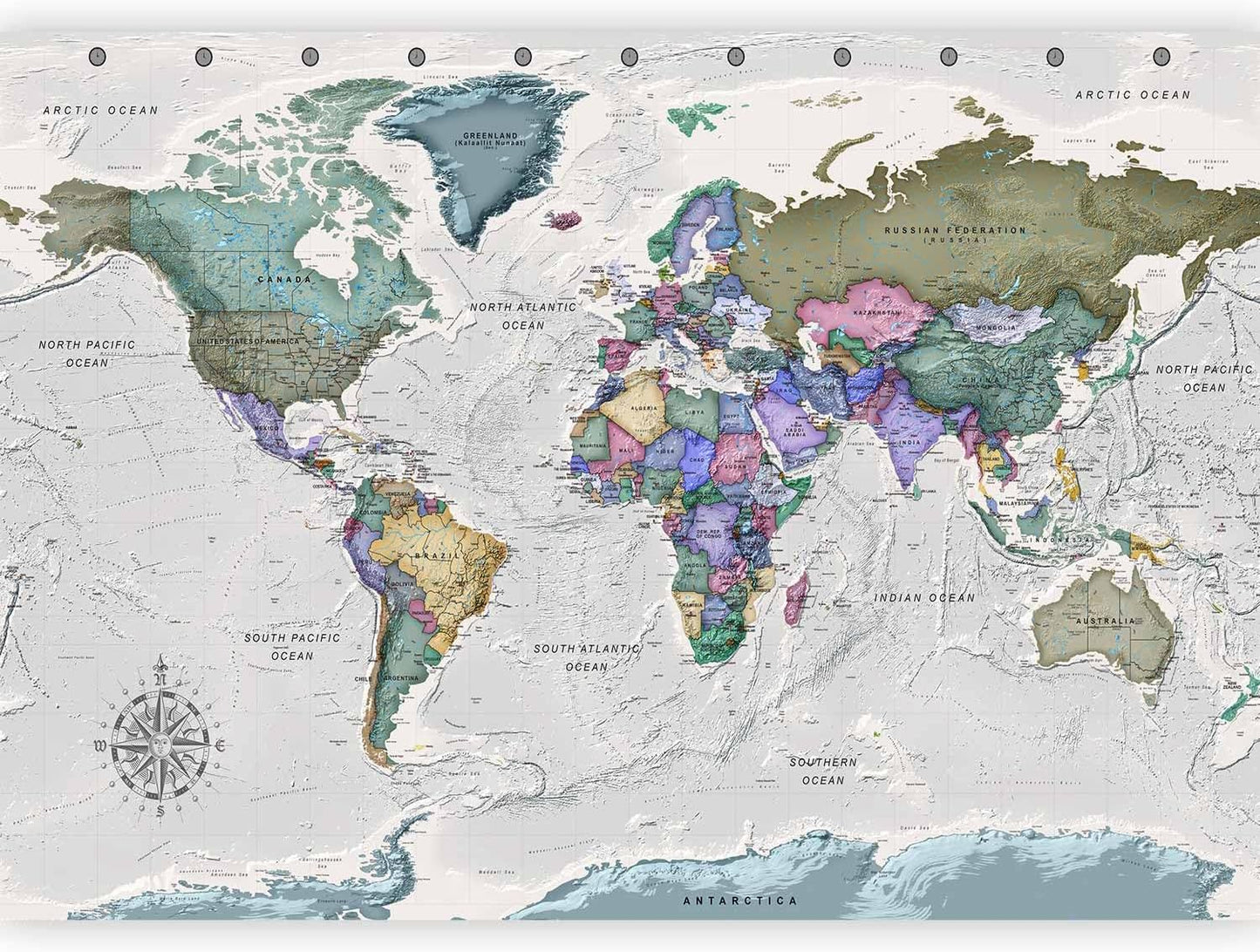 artgeist Premium Wall Mural World Map 157x110 in - XXL Non-Woven Wallpaper Fleece Wall Decor Photo Print Picture Image Design Home Map of The World k-A-0380-a-a