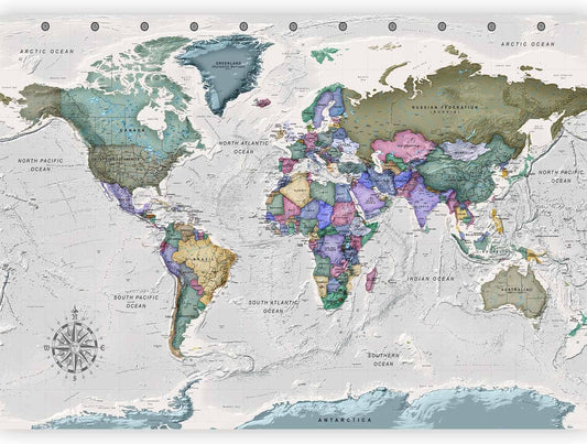 artgeist Wall Mural World Map 98x69 in - XXL Non-Woven Wallpaper Fleece Wall Decor Photo Print Picture Image Design Home Map of The World k-A-0380-a-a