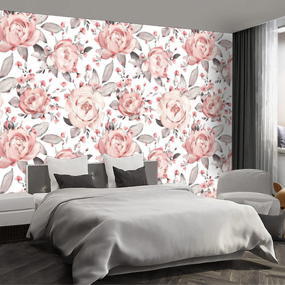 Pink Floral Wall murals Peel and Stick Flowers Wallpaper for Bedroom Living Room - 85"x118"