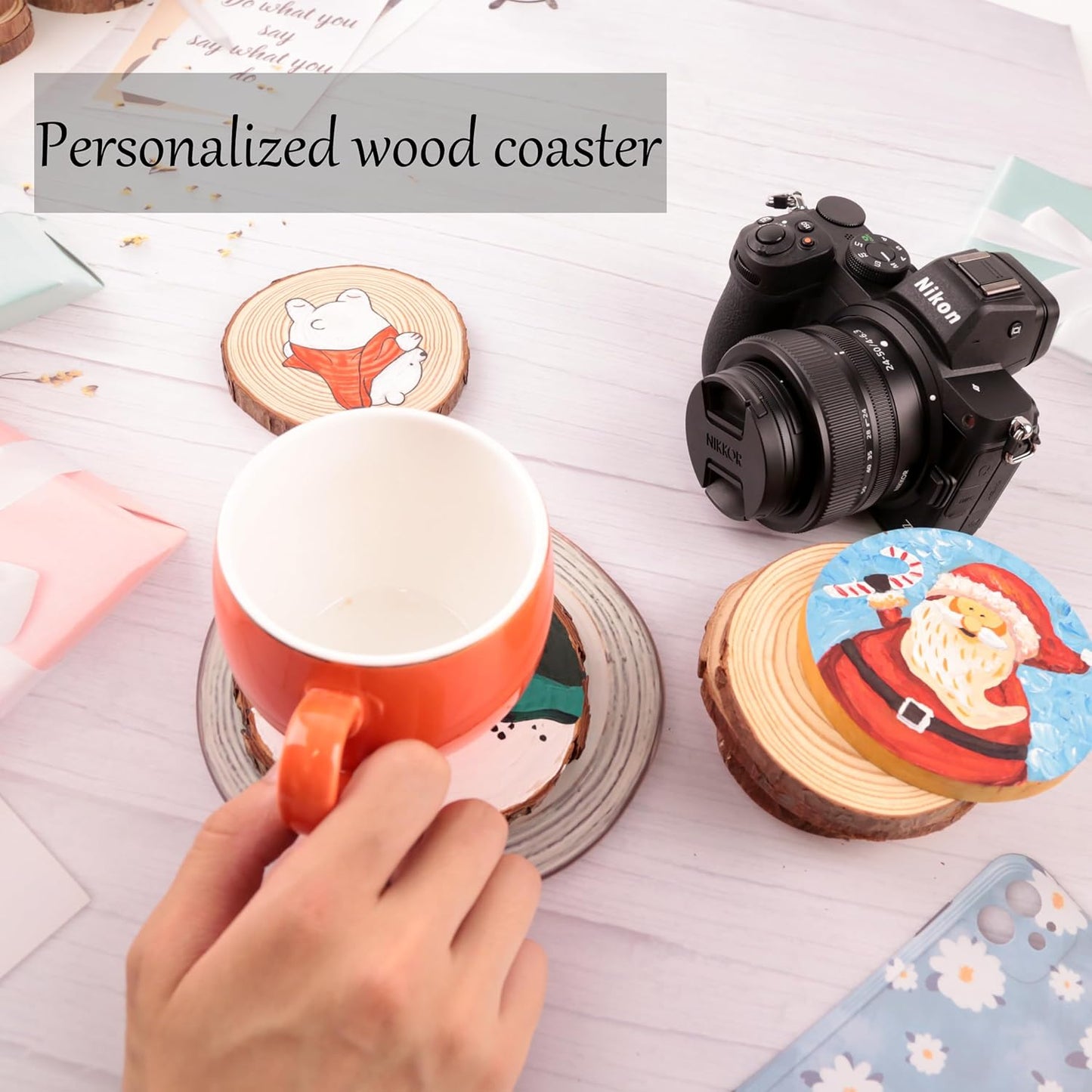 Unfinished Natural Wood Slices - 3.2-4 Inch Wood Circles (50 pcs) for Crafts, DIY Christmas Ornaments, Art & Painting