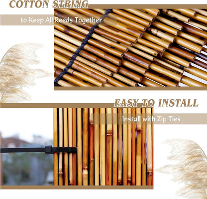 Natural Reed Fencing Rolls,2PACK 4.6FT X 16.4FT Reed Screen Curtain Fence Covering Privacy Bamboo for Outdoor Backyard Patio（Brown）