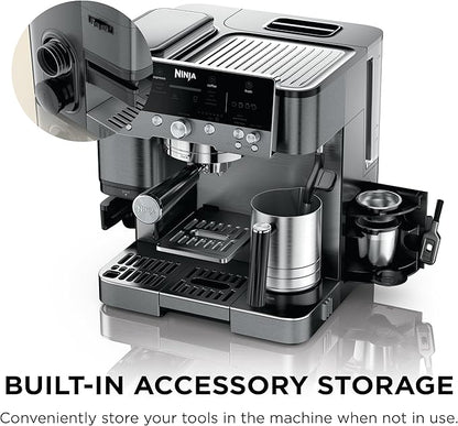 Ninja Luxe Cafe Premier Series, Espresso Machine, Drip Coffee, Rapid Cold Brew, Integrated Grinder, Hands-Free Frother, with Knock Box, Water Filter, Cleaning Tablets, Descaler, ES601GM
