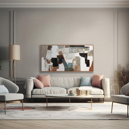 Wall Art Pictures For Wall Canvas Modern And Minimalist Wall Art 29"X58" Framed Wall Decor Artwork Painting Natural Wall Minimalist Geometric Line Art Decorations For Dinning Room Bedroom Home Office Kitchen