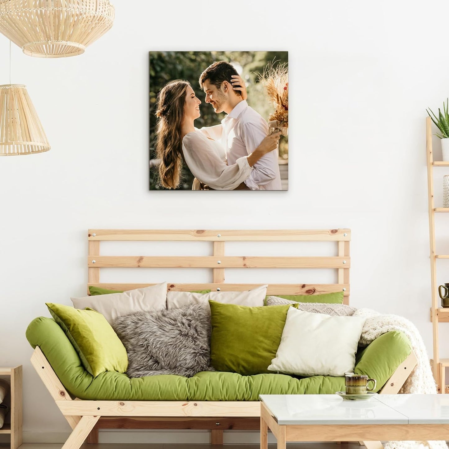 WayToLight Custom Canvas Prints with Your Photos Framed Personalized Picture Canvas Prints Wall Art Ideal for Home Decor Christmas Family Gifts (16" x 16")
