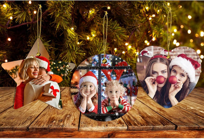 Personalized Christmas Ornaments 2025 w/Picture,Double-Sided Ceramics Custom Christmas Ornament - Upload Any Photo,Optional Text - Picture Ornaments,Customized Xmas Ornament,Heart