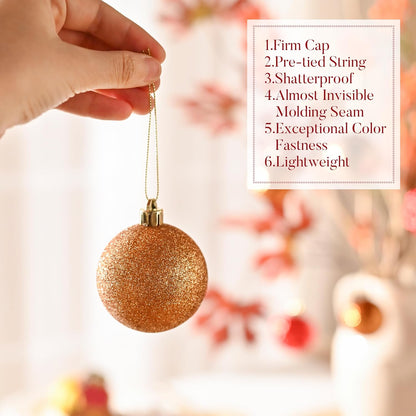 Valery Madelyn Christmas Tree Decorations Ornament Set for Fall Halloween, 50ct 2 Inches Red and Brown Shatterproof Christmas Ball Ornaments Hanging Xmas Holiday Party Decor