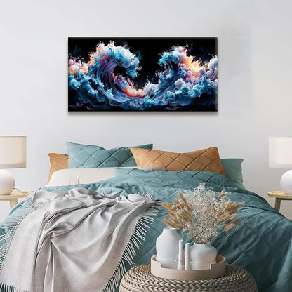 QSQ Abstract Wall Art Colorful Waves Canvas Art Wall Decor Artwork Abstract Wall Decor Modern Minimalist Canvas Painting Bathroom Picture For Bedroom Office Home Wall Decoration 20" X 40"