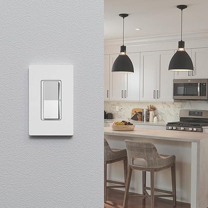 Lutron Claro Smart Switch 3-Way Kit for Caseta Smart Lighting, Includes Wall Plate, Pico Paddle Remote, and Bracket, Neutral Required, DVRF-PKG1S-WH