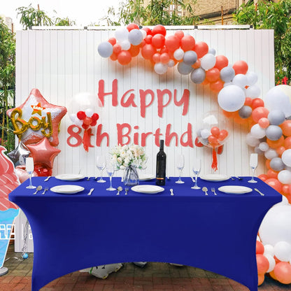 SuperO Waterproof Spandex Table Cover for 8FT Table Universal Fitted Stretch Tablecloth for Party, Banquet, Wedding and Events-Royal Blue