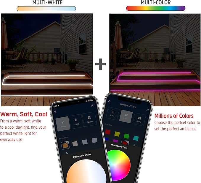 Energizer Smart 2pk Neon LED Light Strips, 20 Ft RGBW Wi-Fi LED Rope Light, Water Resistant for Outdoor & Indoor, Compatible with Alexa Google Home & Siri, Voice & Remote Control, Flexible, Dimmable