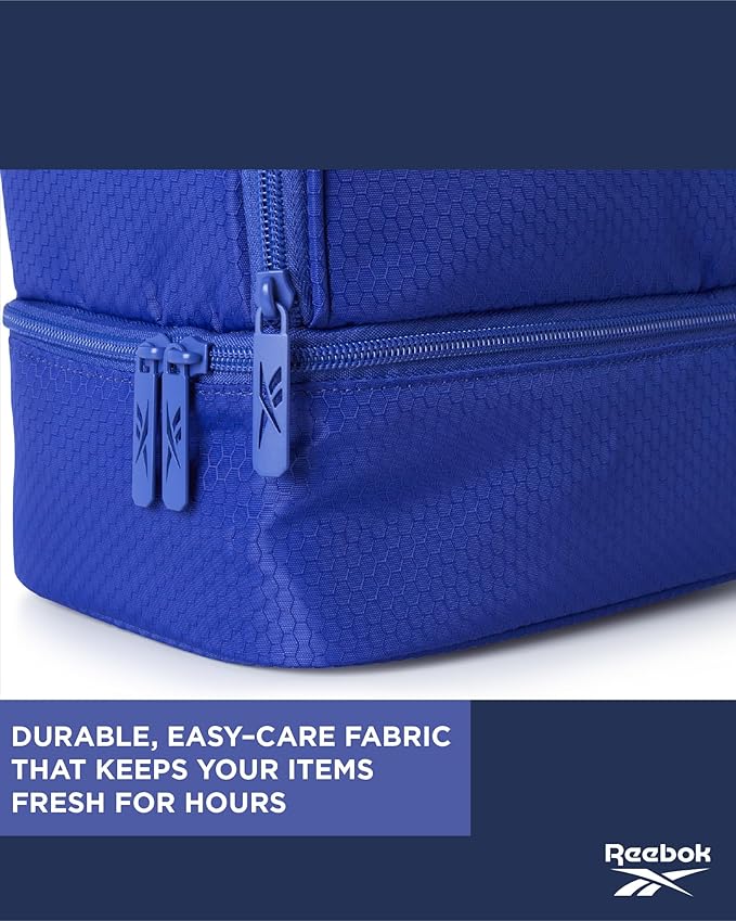 Reebok Mens and Womens Lunch Bag - Portable Insulated Work Lunch Box for Women and Men with Two Compartments and Handle, Andy Blue