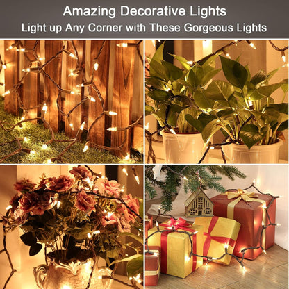 Clear Christmas Lights, 69.6ft 300ct Incandescent Christmas Lights, Connectable Outdoor Mini Tree Light Xmas Fairy Light, 120V UL Certified Indoor String for Xmas Party Birthday, Warm White