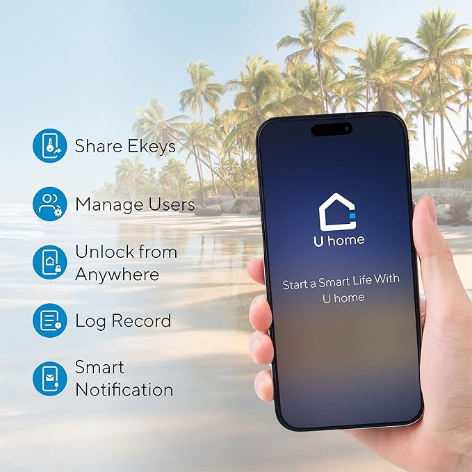 ULTRALOQ Bolt Fingerprint Smart Lock with Handle, 7-in-1 Keyless Entry Door Lock Set, Built-in WiFi Deadbolt, Auto-Lock & Unlock, App Remote Control, Works with Alexa, ANSI Grade 1,Black