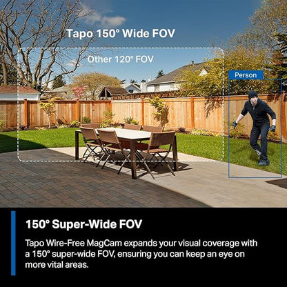 Tapo MagCam 2K+ - 2026 Wirecutter Best Outdoor Security Camera & PCMag Editors' Choice, Wireless Battery Power, Magnetic Mount, Subscription-Free SD Storage or optional Cloud, Person/Vehicle Detection