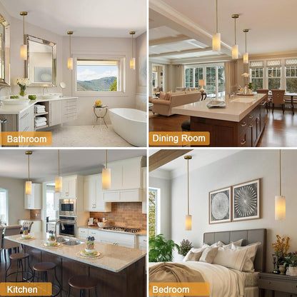 Alabaster Pendant Light Kitchen Island, H-9.5in Brass Pendant Light Fixtures with Natural Marble Shade, Adjustable Ceiling Pendant for Dining Room, Living Room, Bedroom & Bathroom