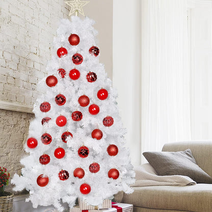 Lulu Home Christmas Ball Ornaments, 20 Ct 3.15" Pre-Strung Hanging Ornament Decorations, Xmas Shatterproof Plastic Balls for Holiday Party Wreath Garlands Trees, Red