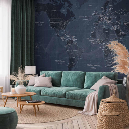 artgeist Premium Wall Mural World Map 98x69 in - XXL Non-Woven Wallpaper Fleece Wall Decor Photo Print Picture Image Design Home Map of The World k-A-0123-a-a